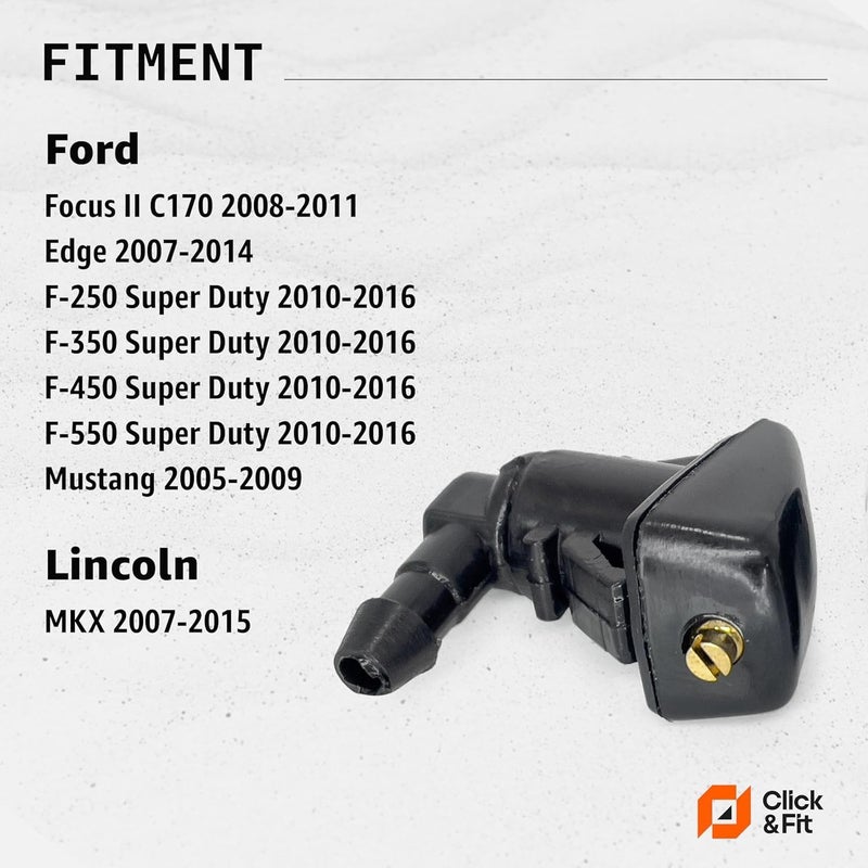 Click&Fit Adjustable Windshield Washer Nozzle Repair Kit compatible with Ford Edge 2007-2014, Focus 2008-2011, Ford F250 F350 F450, Lincoln MKX 07-15 – Replaces 8S4Z17603AA, Extension Set - Image 2